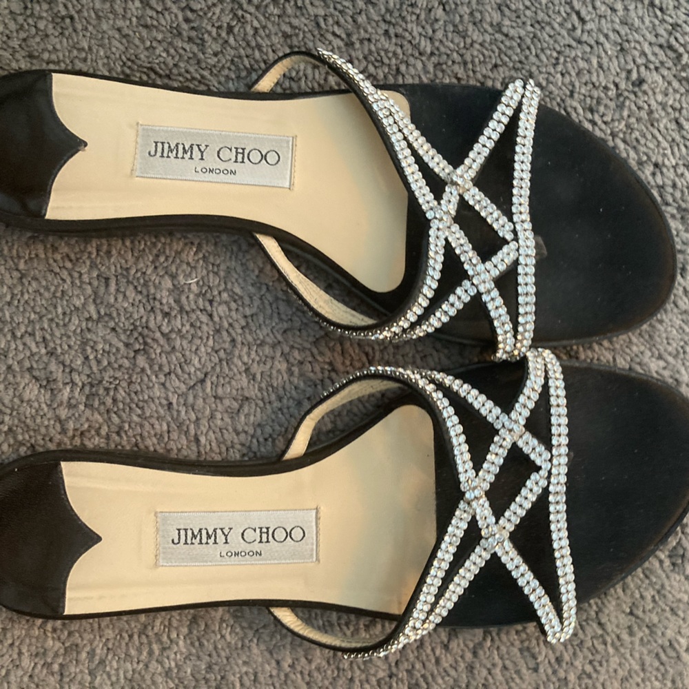 Jimmy Choi Choi Jewel Rhinestone flats black  Very RARE